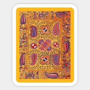 19th Century Yellow Ground Uzbekistan Suzani Sticker